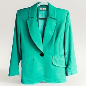 Raffinati Vintage Y2K Bright Green Lined Blazer 💯 Wool Made in Canada Size 8